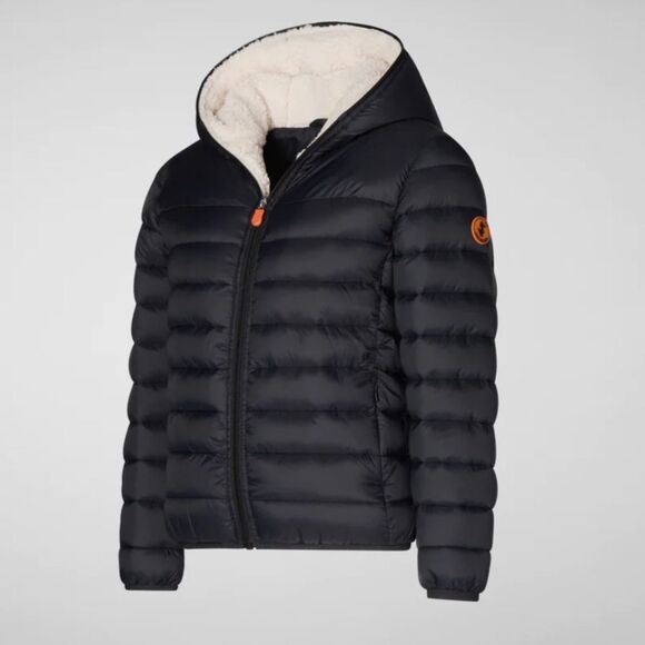 Save The Duck BOYS' ROB FAUX FUR LINED HOODED PUFFER JACKET IN BLACK size 4(boy) - Picture 2 of 8
